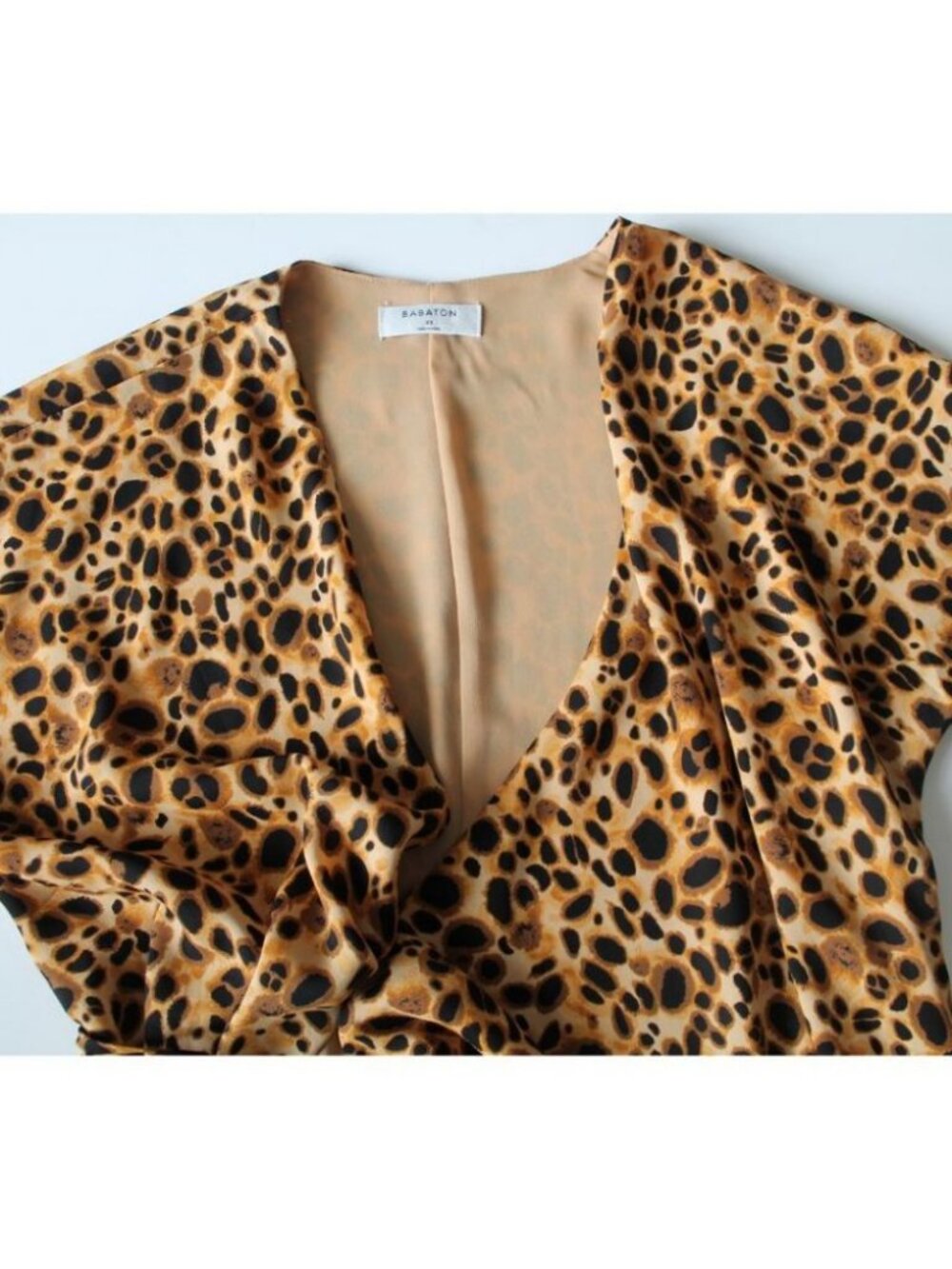 Babaton Wallace Short-sleeve Wrap Dress Raw Sienna Black / Size XS - Picture 6 of 9